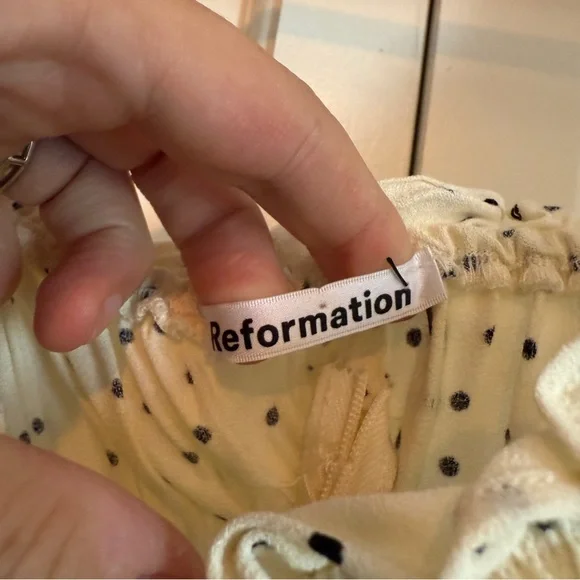 Reformation Matteo Top in Polka Dot Print NWT Long Sleeve Square Neck Blouse - Picture 4 of 7